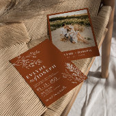 フローラボホバーンオレンジテラコッタハバル結婚ズ 招待状