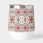 フローラボホパターン赤、ピンク、ティール（緑がかった色） (右面)