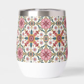 フローラボホパターン赤、ピンク、ティール（緑がかった色） (背面)