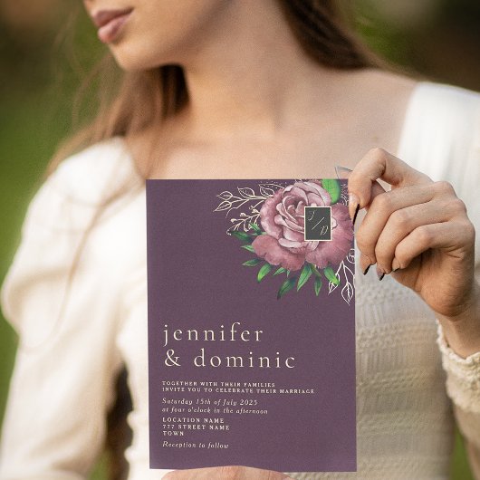 フローラボホパープル結婚式招待状 招待状