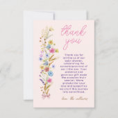 フローラボホピンクベビーガールシャワー サンキューカード (正面)
