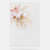 フローラボホピンク赤ちゃんシャワーへようこそ アクリルサイン (正面)