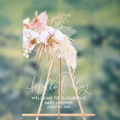 フローラボホピンク赤ちゃんシャワーへようこそ アクリルサイン (ニュートラル)