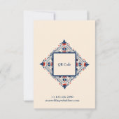 フローラボホフォークアートデザインレッドホワイトとブルー サンキューカード (裏面)