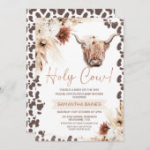 フローラボホブラウンホーリーカウハイランドベビーシャワー 招待状 (正面/裏面)