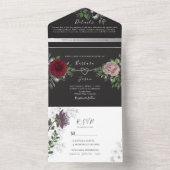 フローラボホブラック&ホワイト結婚ズ オールインワン招待状 (内側)