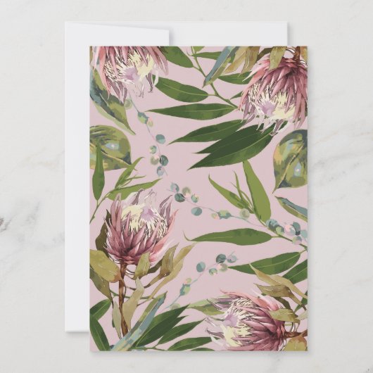 フローラボホプロテア先住民の花結婚の数 招待状 (裏面)