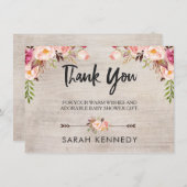 フローラボホベ素朴ビーシャワーサンキューカード 招待状 (正面/裏面)