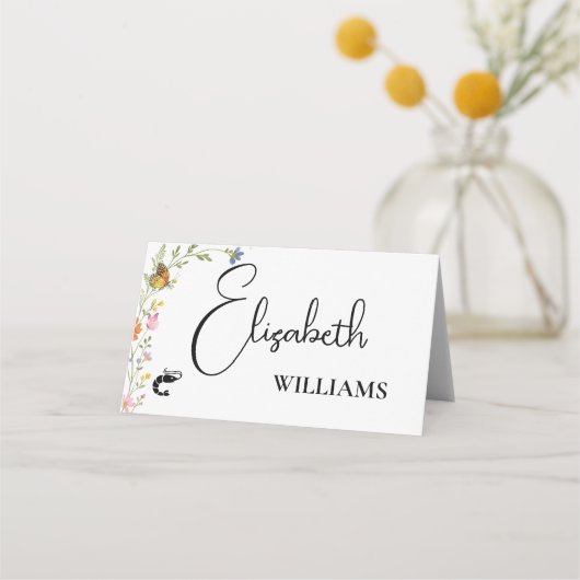 フローラボホワイルドフラワーエビのメニュー名札 プレイスカード (正面)