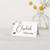 フローラボホワイルドフラワーカニ結婚のメニューの名刺 プレイスカード (正面)