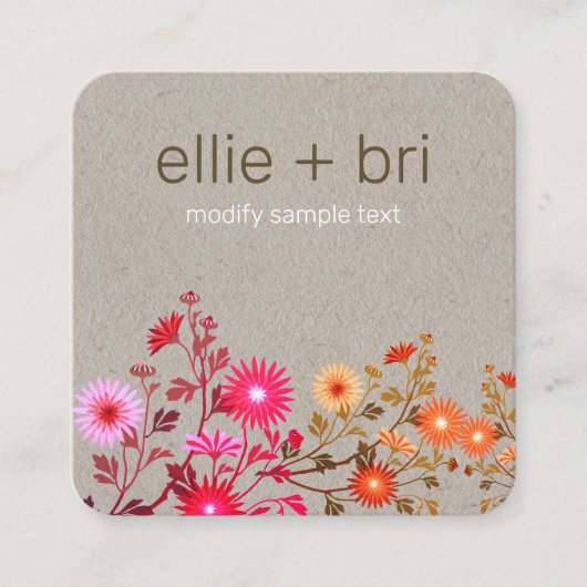 フローラボホワイルドフラワークラフトビジネスカード スクエア名刺 (正面)