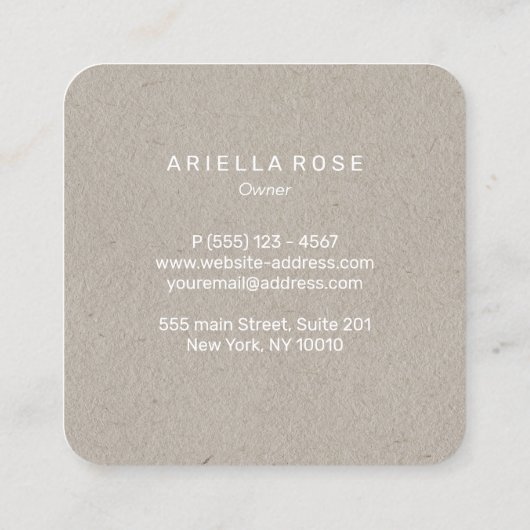 フローラボホワイルドフラワークラフトビジネスカード スクエア名刺 (裏面)