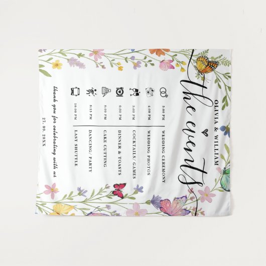 フローラボホワイルドフラワーズイベントの結婚順 タペストリー (正面(横))