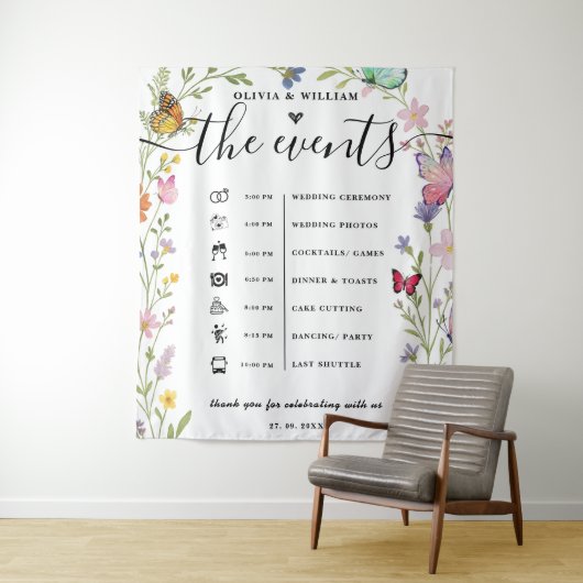フローラボホワイルドフラワーズイベントの結婚順 タペストリー (インサイチュ)