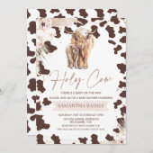 フローラボホーホーホーホーホーホー牛の赤ちゃんシャワー 招待状 (正面/裏面)