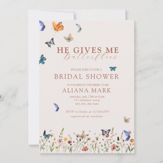 フローラボホー彼与え私チョイブライダルシャワー 招待状 (正面)