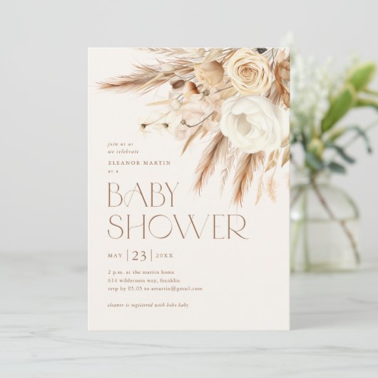 フローラボホ男女兼用赤ちゃんシャワー 招待状 (スタンド正面)