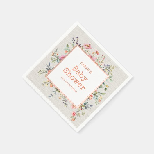 フローラボホ素朴シック植物性ベビーシャワー スタンダードカクテルナプキン (角)