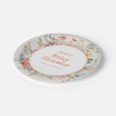 フローラボホ素朴シック植物性ベビーシャワー ペーパープレート (アングル)