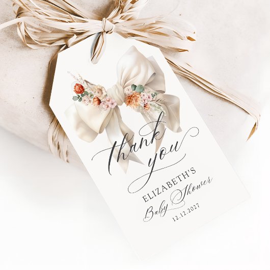 フローラボーエレガントベビーシャワーありがとう ギフトタグ