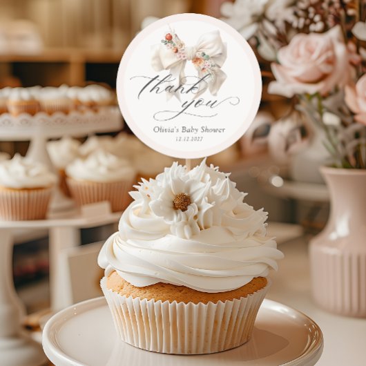 フローラボーエレガントベビーシャワーありがとう ラウンドシール