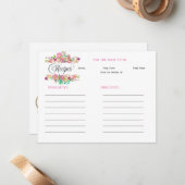 フローラボーバラブライダルシャワーレシピ ノートカード (正面/裏面インサイチュ)