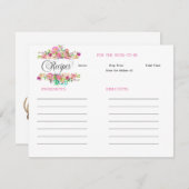 フローラボーバラブライダルシャワーレシピ ノートカード (正面/裏面)