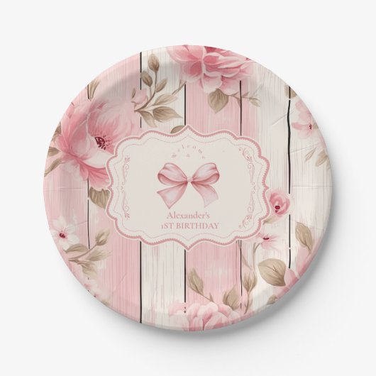 フローラボーファンシーワンガール1st誕生日 ペーパープレート (正面)