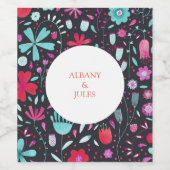 フローラボーホウォーターカラーダーク結婚ズ ワインラベル (シングルラベル)