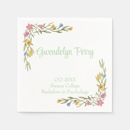 フローラボーホカレッジ卒業パーティの招待状 スタンダードカクテルナプキン (正面)