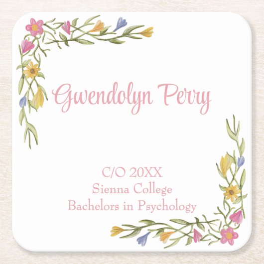 フローラボーホカレッジ卒業パーティー スクエアペーパーコースター (正面)