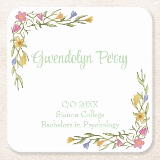 フローラボーホカレッジ卒業パーティー スクエアペーパーコースター (正面)