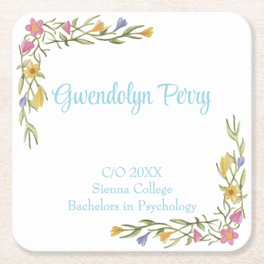 フローラボーホカレッジ卒業パーティー スクエアペーパーコースター (正面)