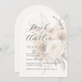 フローラボーモダンアーチ婚約パーティ 招待状 (正面/裏面)