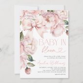 フローラボーモダンベビーイン開花ガールシャワー 招待状 (正面)