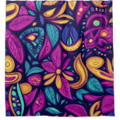 フローラボー抽象芸術カラフル シャワーカーテン (正面)