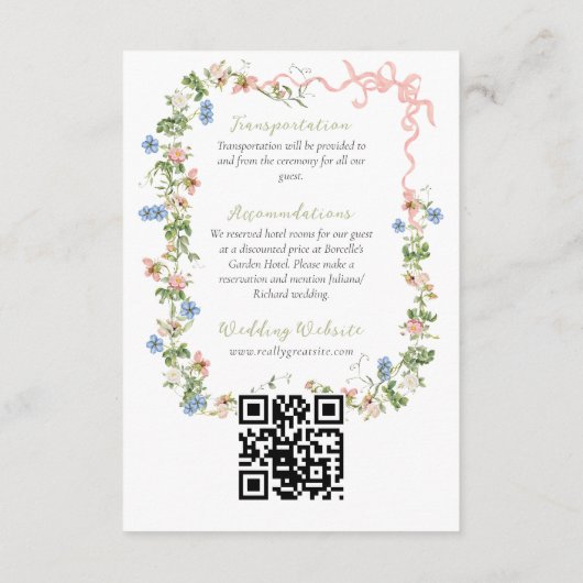 フローラボー素朴グエレガントレンフォ結婚ト エンクロージャーカード (裏面)