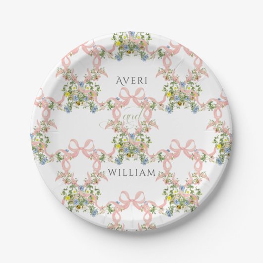 フローラボー素朴グエレガントレンフォ結婚ト ペーパープレート (正面)