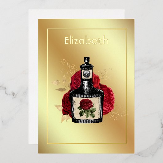 フローラポイズンロションハロウィンゴシック箔インビタット 箔招待状 (正面/裏面)