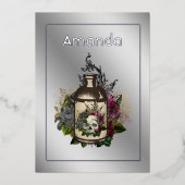 フローラポイズンロションハロウィンゴシック誕生日 箔招待状 (正面)