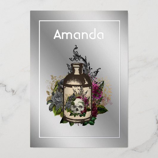 フローラポイズンロションハロウィンゴシック誕生日 箔招待状 (正面)