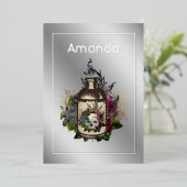 フローラポイズンロションハロウィンゴシック誕生日 箔招待状 (立ち正面)