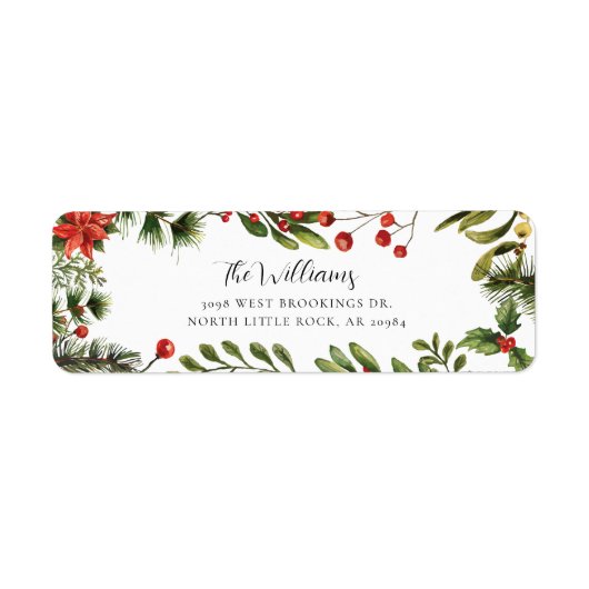 フローラポインセチアグリーンリーファミリー差出人住所 ラベル (正面)