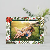 フローラポインセチア家族の写真クリスマス金ゴールド 箔シーズンカード (立ち正面)