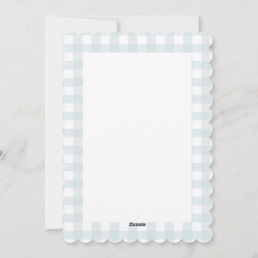 フローラポインセチア淡い青の格子模様チェッククリスマス シーズンカード (裏面)