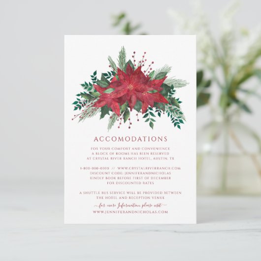 フローラポインセチア結婚クリスマスの宿泊 エンクロージャーカード (スタンド正面)