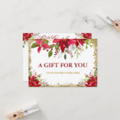 フローラポインセチア金ゴールドグリッターギフト券G カード (正面/裏面インサイチュ)
