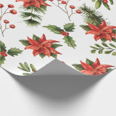 フローラポインセティアクリスマスホリデー ラッピングペーパー (角)