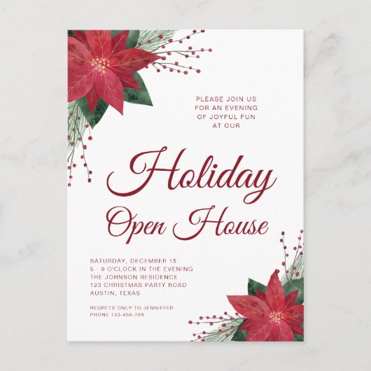 フローラポインセティアホリデーオープンハウス招待状 ポストカード (正面)