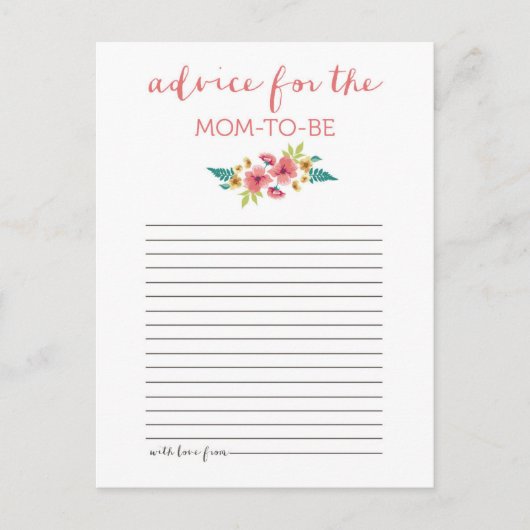 フローラポジスベビーシャワーアドバイスカード アドバイスカード (正面)
